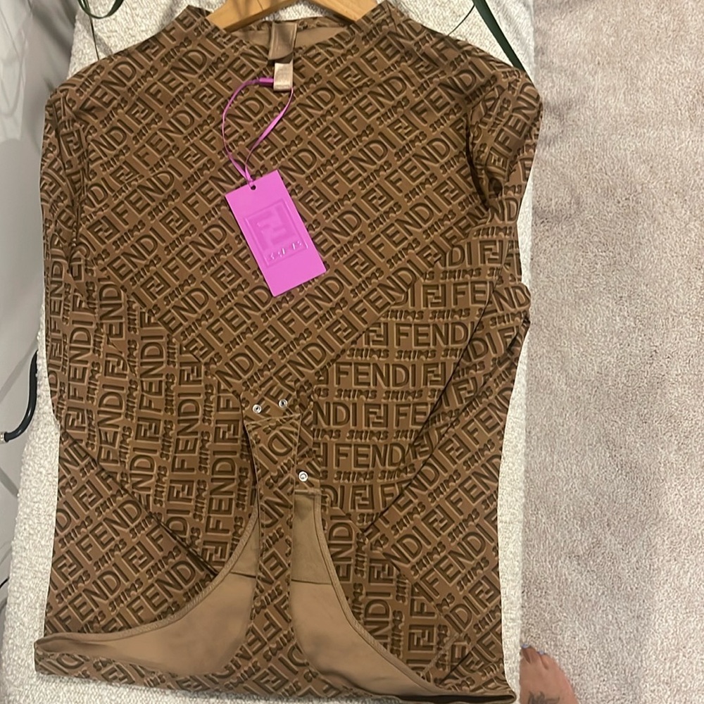 Fendi X Skims Long Sleeve Bodysuit Size XL NWT